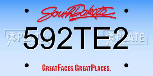 592TE2 South Dakota License Plate