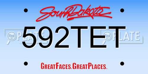 592TET South Dakota License Plate