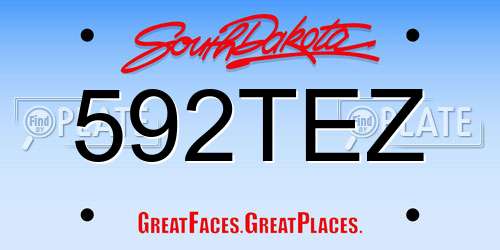 592TEZ South Dakota License Plate