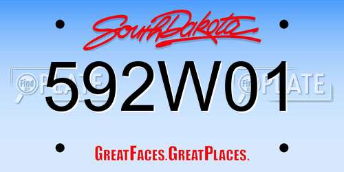 592W01 South Dakota License Plate