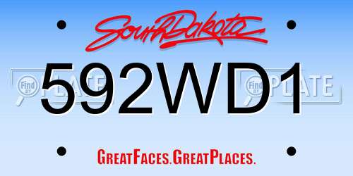 592WD1 South Dakota License Plate