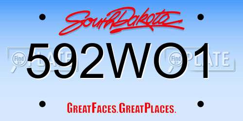 592WO1 South Dakota License Plate