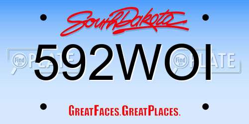 592WOI South Dakota License Plate