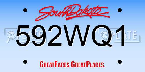 592WQ1 South Dakota License Plate