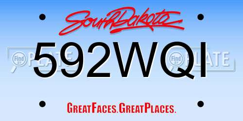 592WQI South Dakota License Plate
