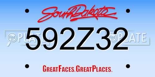 592Z32 South Dakota License Plate