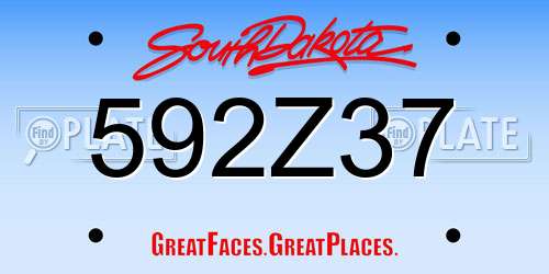 592Z37 South Dakota License Plate