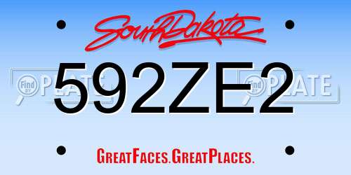 592ZE2 South Dakota License Plate