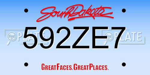 592ZE7 South Dakota License Plate