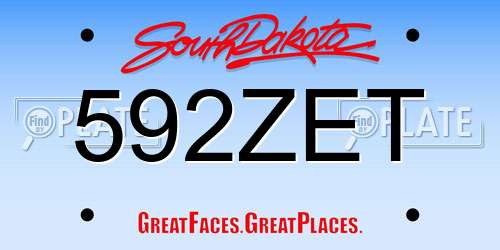 592ZET South Dakota License Plate