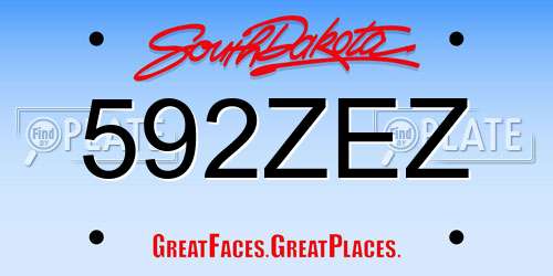 592ZEZ South Dakota License Plate