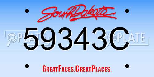 59343C South Dakota License Plate