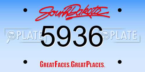 5936 South Dakota License Plate