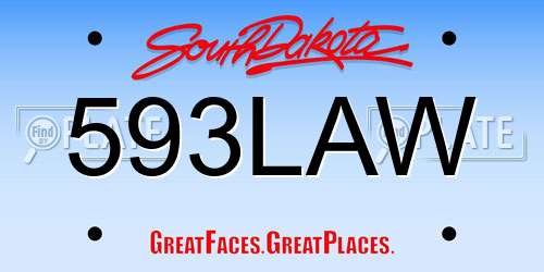 593LAW South Dakota License Plate