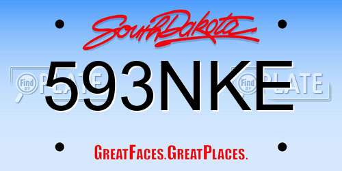 593NKE South Dakota License Plate