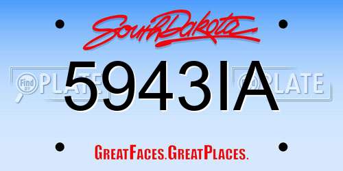 5943IA South Dakota License Plate