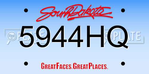 5944HQ South Dakota License Plate
