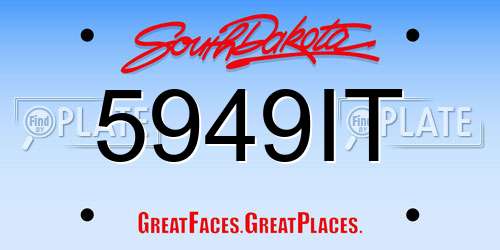 5949IT South Dakota License Plate