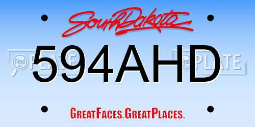 594AHD South Dakota License Plate