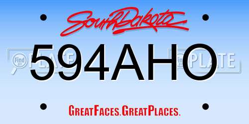 594AHO South Dakota License Plate