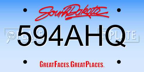 594AHQ South Dakota License Plate
