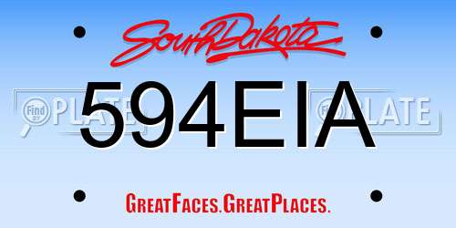 594EIA South Dakota License Plate