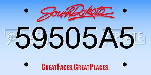 59505A5 South Dakota License Plate