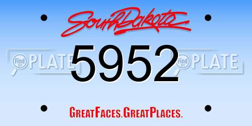 5952 South Dakota License Plate