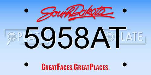 5958AT South Dakota License Plate