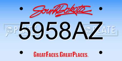 5958AZ South Dakota License Plate