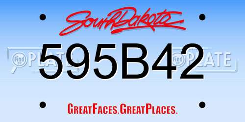 595B42 South Dakota License Plate