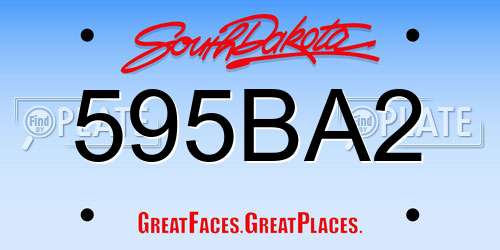595BA2 South Dakota License Plate