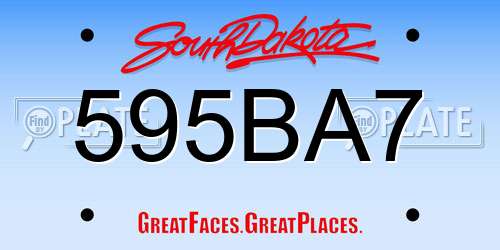 595BA7 South Dakota License Plate