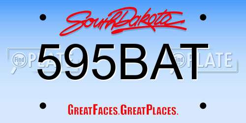 595BAT South Dakota License Plate
