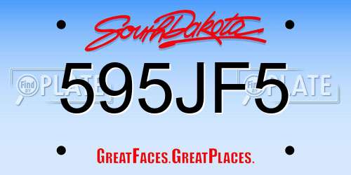 595JF5 South Dakota License Plate