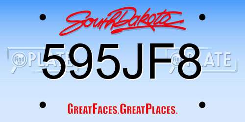 595JF8 South Dakota License Plate