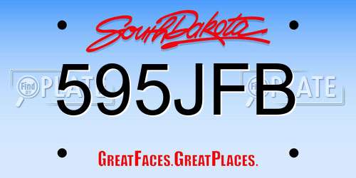 595JFB South Dakota License Plate