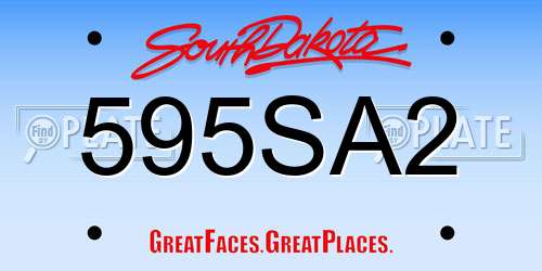 595SA2 South Dakota License Plate