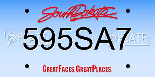 595SA7 South Dakota License Plate