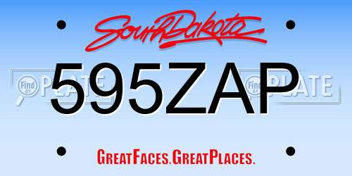 595ZAP South Dakota License Plate