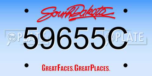 59655C South Dakota License Plate