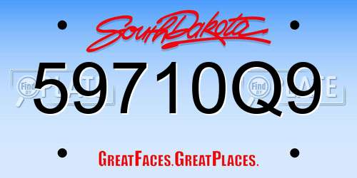 59710Q9 South Dakota License Plate