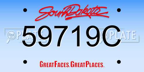 59719C South Dakota License Plate