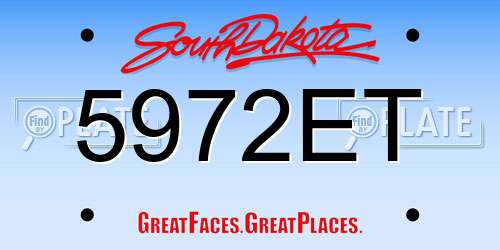 5972ET South Dakota License Plate