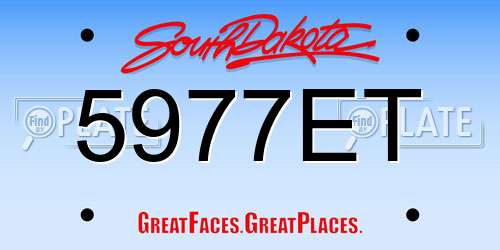 5977ET South Dakota License Plate