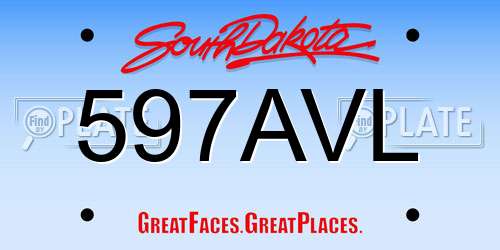 597AVL South Dakota License Plate