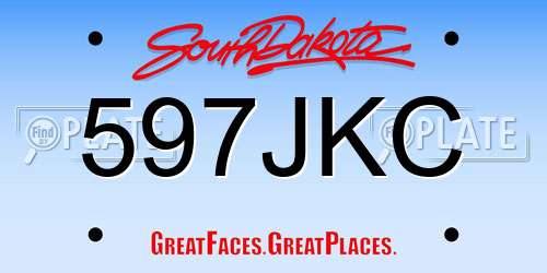 597JKC South Dakota License Plate