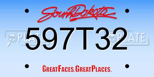 597T32 South Dakota License Plate