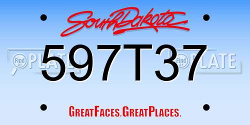 597T37 South Dakota License Plate