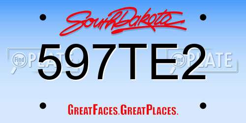 597TE2 South Dakota License Plate